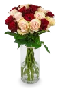 Bouquet of pink and red roses